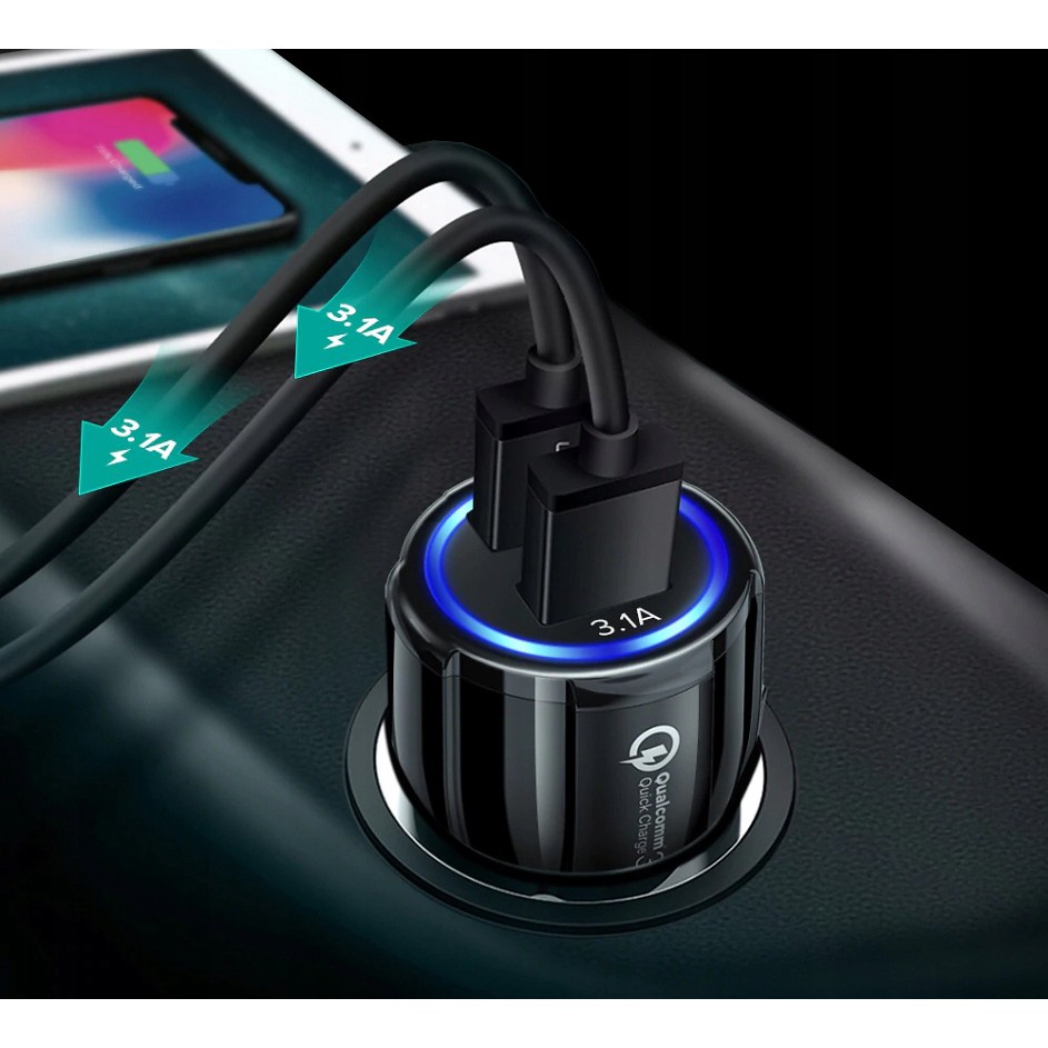 Snelle 3.1A autolader QUALCOMM QC 3.0 megamix.sk
