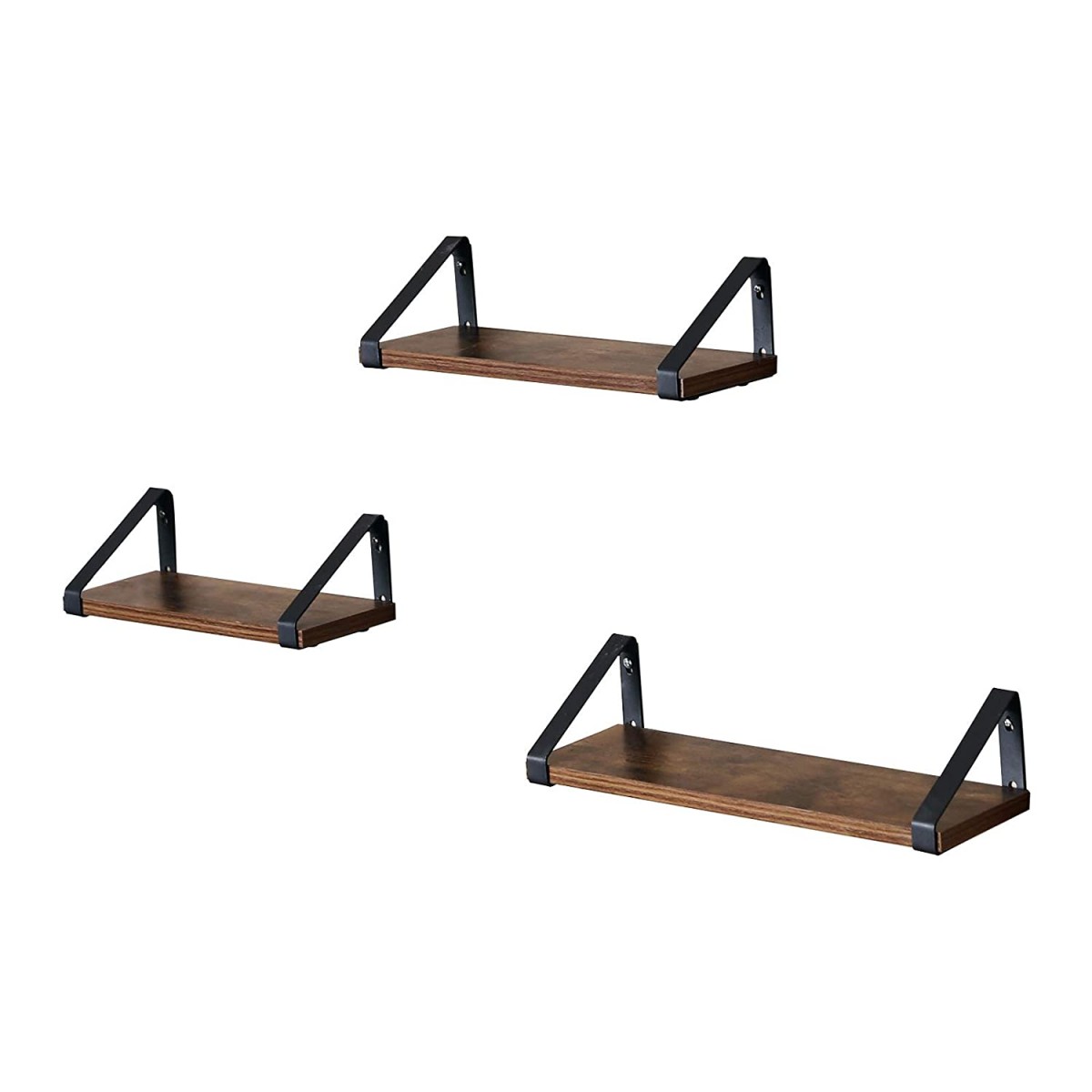 set van 3 hangende planken bruin hout metaal megamix.sk