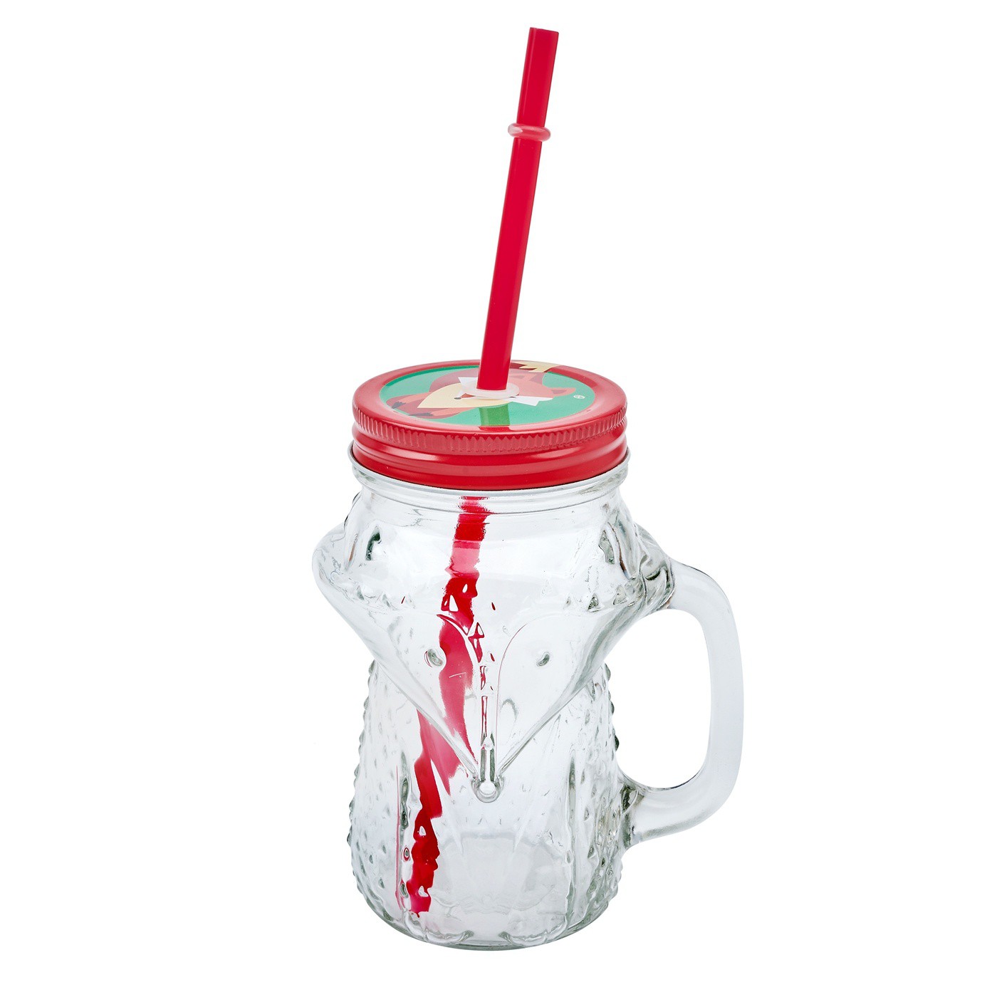 Set glazen met rietje en deksel Fox 450 ml 6 stuks megamix.sk