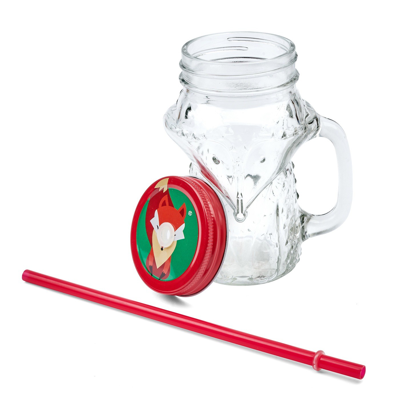 Set glazen met rietje en deksel Fox 450 ml 6 stuks megamix.sk