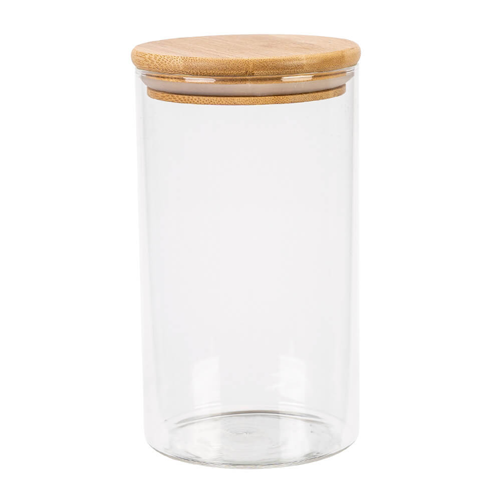 Glazen pot container 1000ml 17cm met houten afsluitdeksel megamix.sk