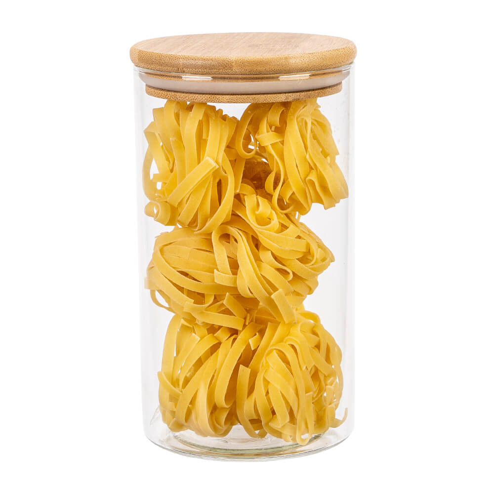 Glazen pot container 1000ml 17cm met houten afsluitdeksel megamix.sk