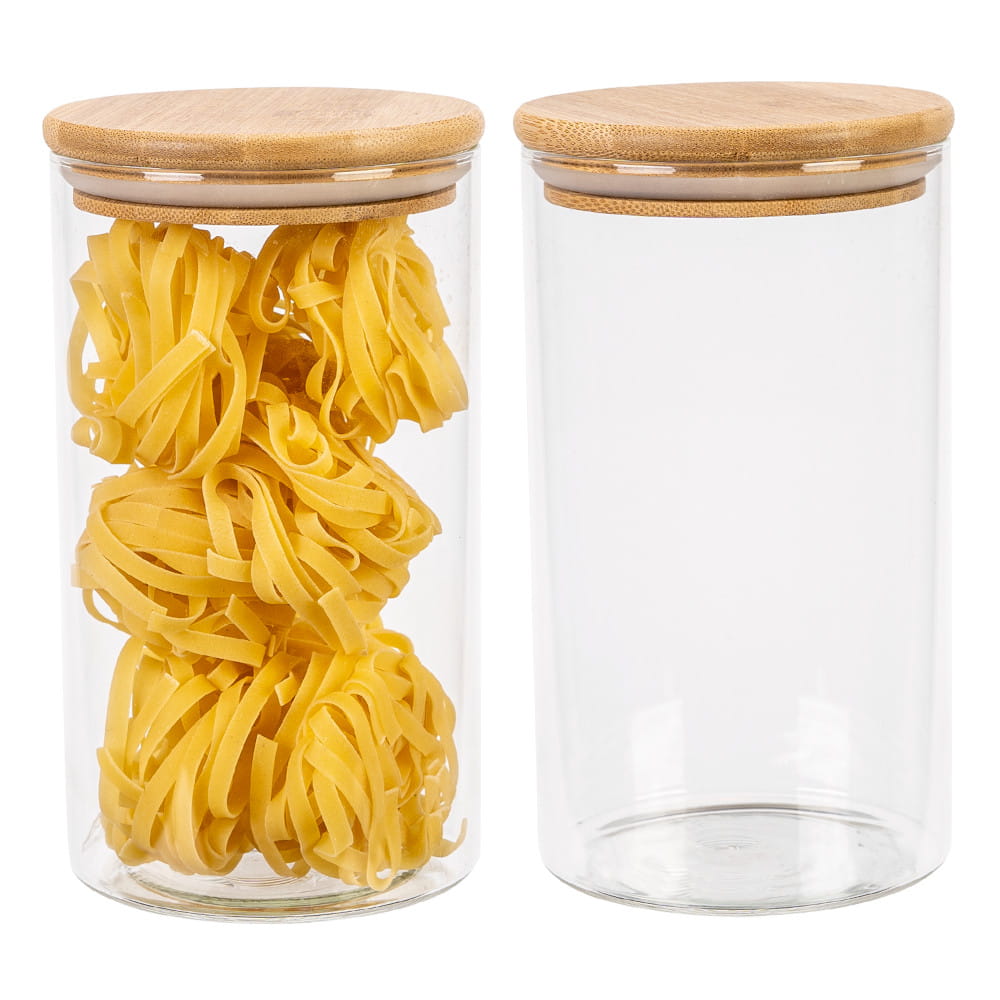 Glazen pot container 1000ml 17cm met houten afsluitdeksel megamix.sk