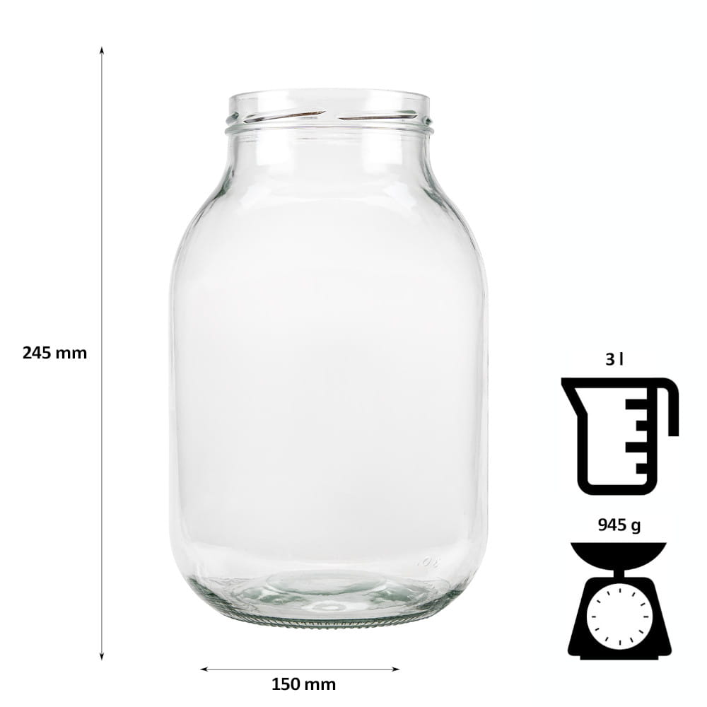Glazen pot container 3000ml 24cm met deksel megamix.sk