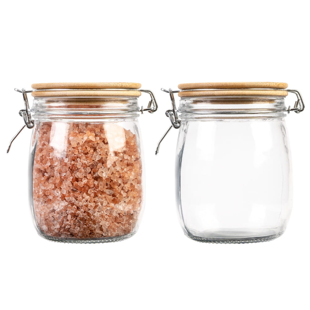 Glazen pot container 700ml 14cm met houten afsluitdeksel megamix.sk
