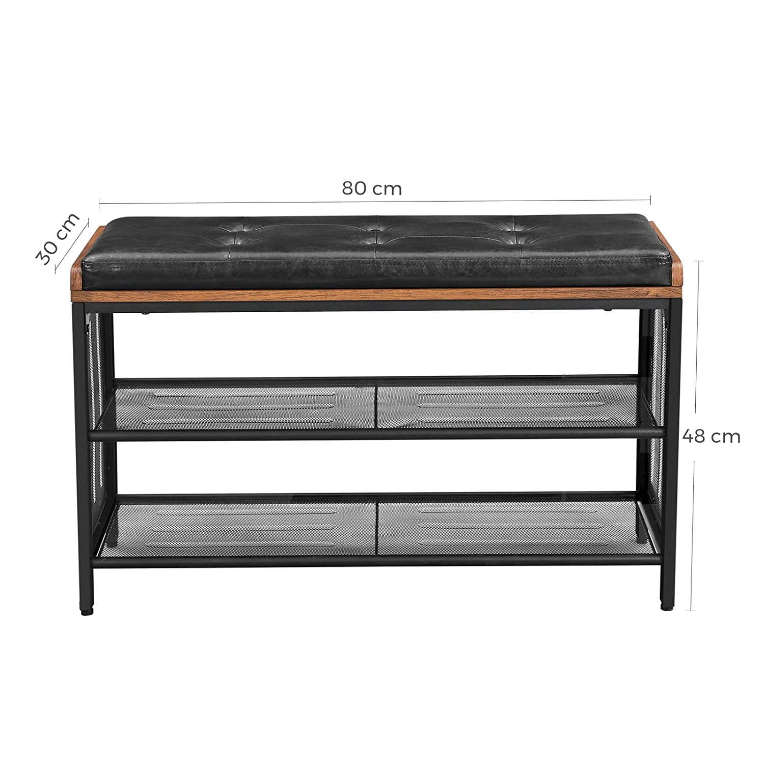 schoenenkast met zitje 80x30x48cm metaal hout ecologisch leer megamix.sk