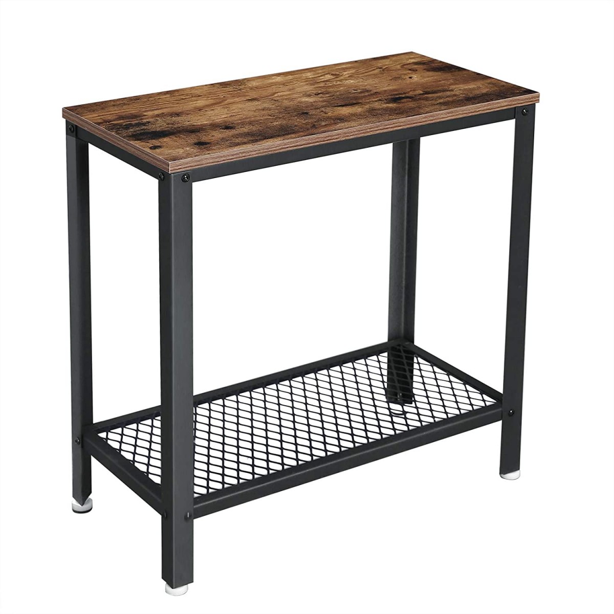 tafel 60x30x60cm met plank bruin hout metaal megamix.sk