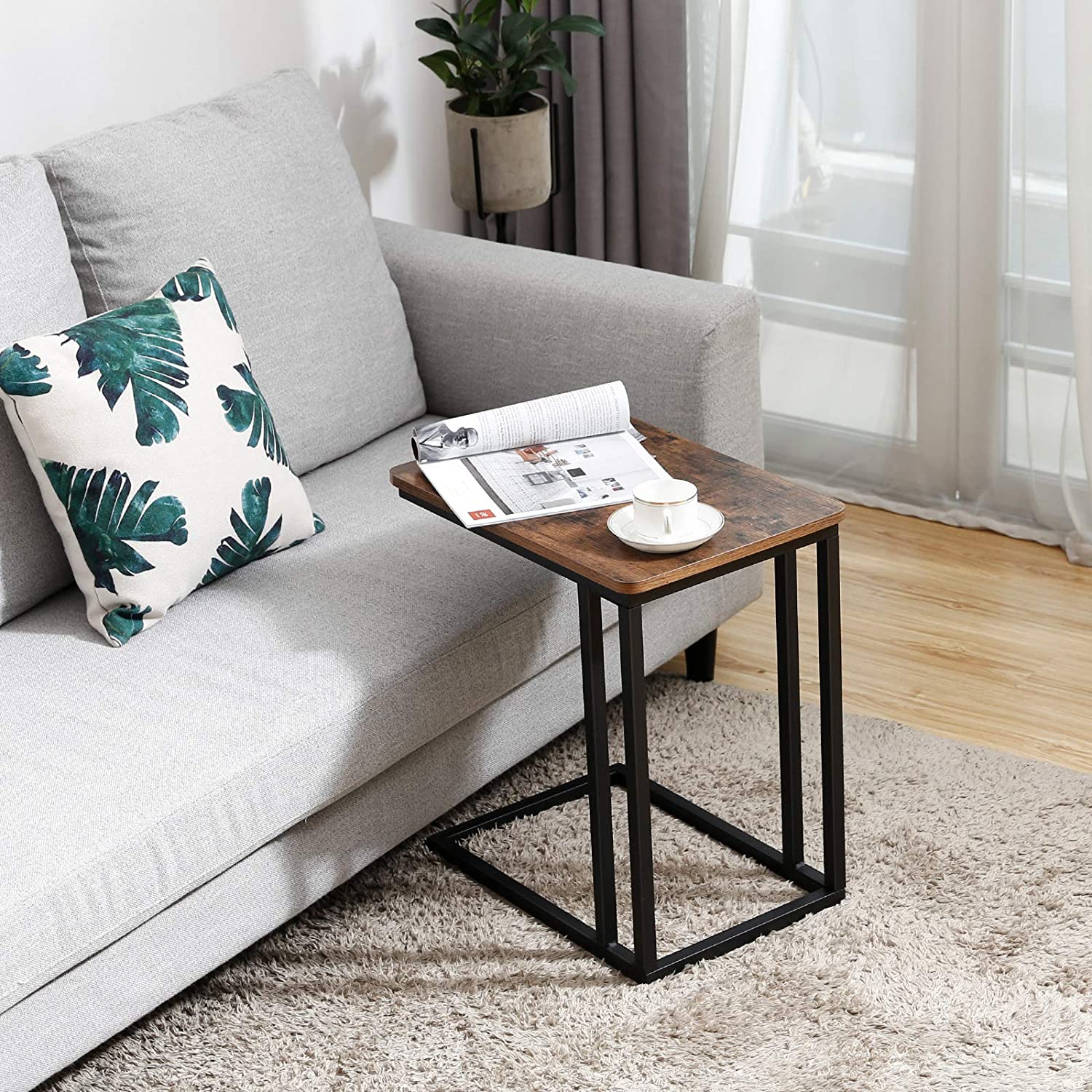 tafel op wieltjes 50x35x61cm rustiek bruin hout metaal megamix.sk