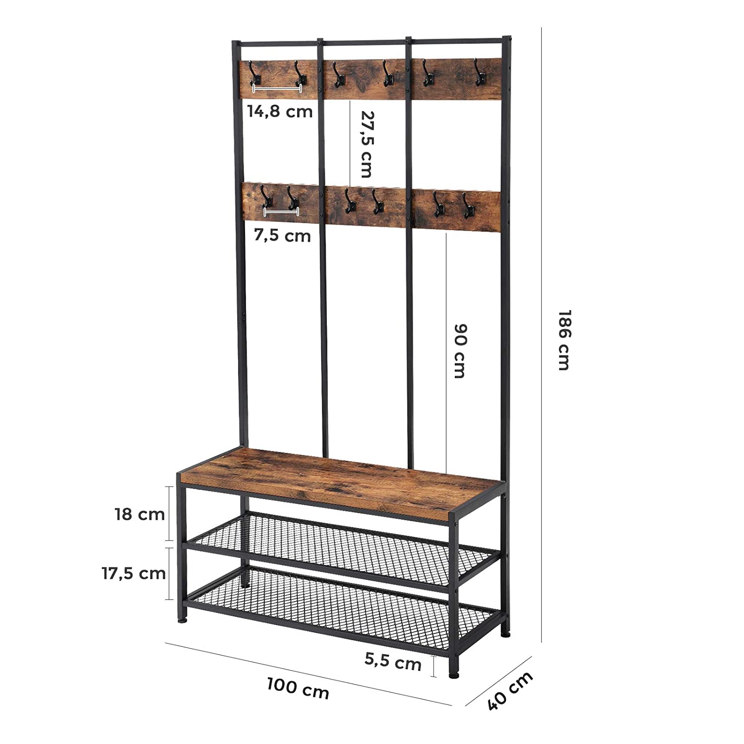 kledinghanger met zitplaats en opbergruimte 100x40x186cm megamix.sk