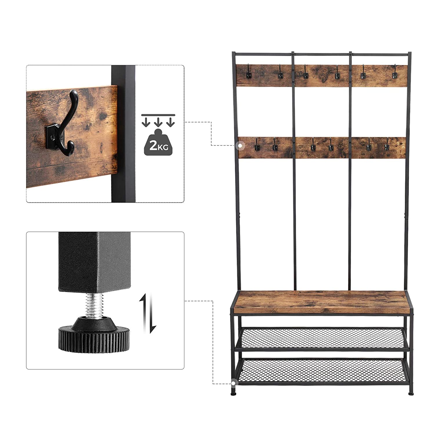 kledinghanger met zitplaats en opbergruimte 100x40x186cm megamix.sk