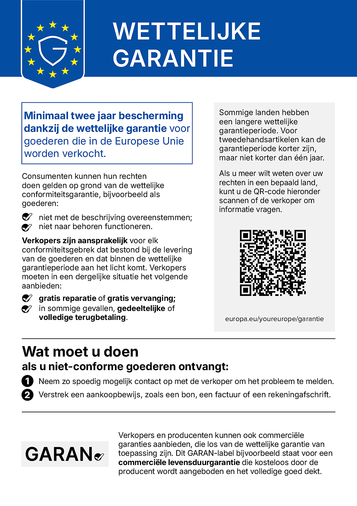 Legal guarantee notice